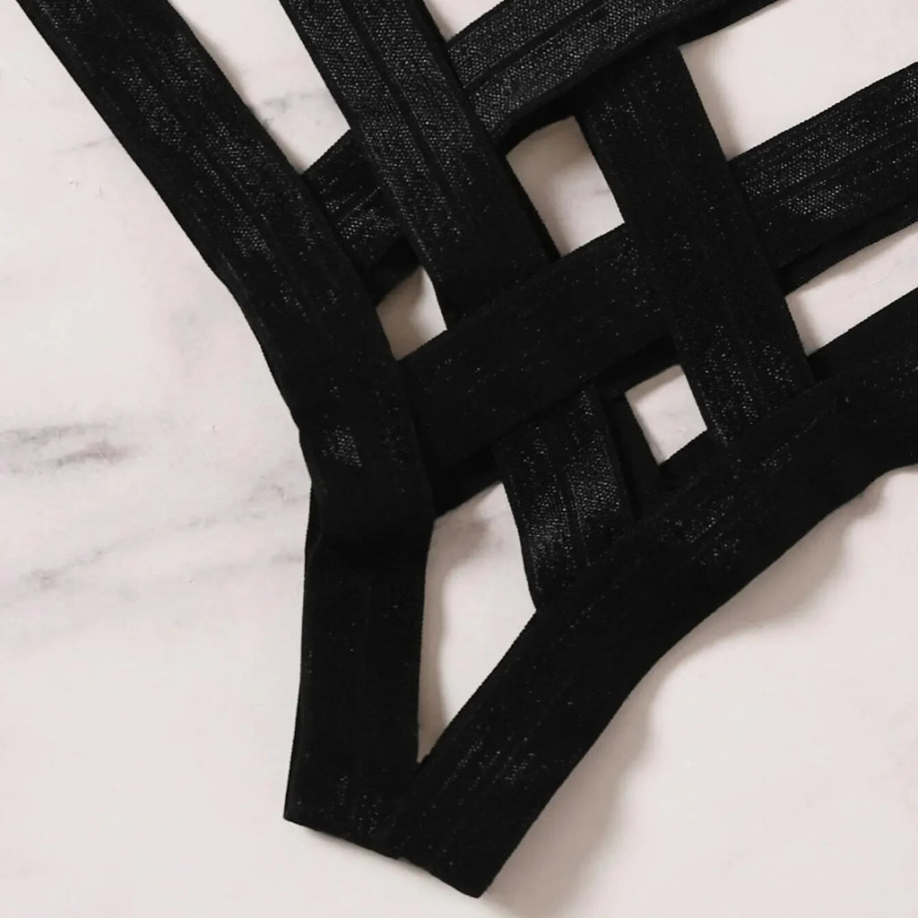 Amnesia Bondage Sexy Lingerie Set – Women's Bra and Thong