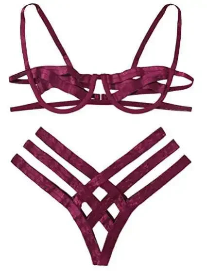 Amnesia Bondage Sexy Lingerie Set – Women's Bra and Thong