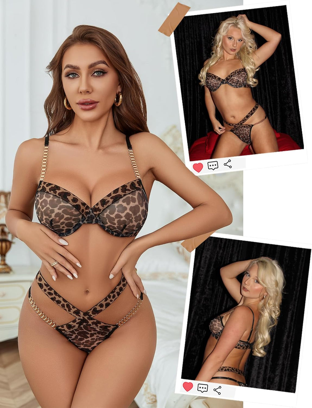 Avidlove Sexy Lingerie Set – Mesh Bra & Panty with Chain