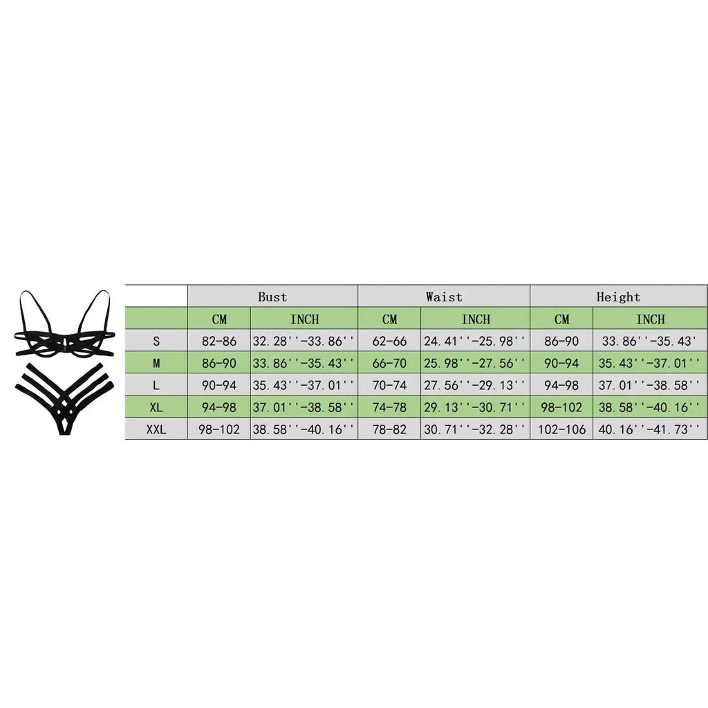 Amnesia Bondage Sexy Lingerie Set – Women's Bra and Thong