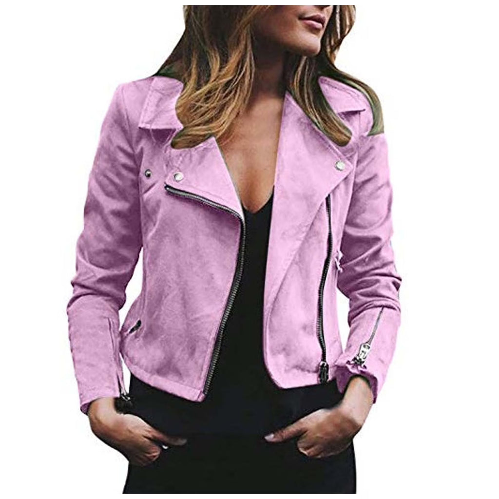 Olyvenn Chaqueta Corta con Zíper de Cuero